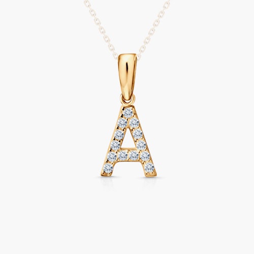 Zawieszka Litera A SAVICKI: złota, cyrkonie